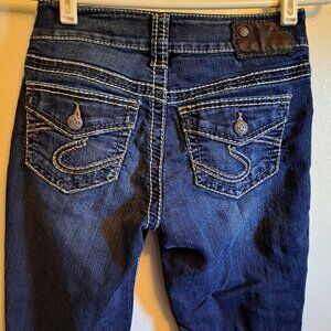 Silver Suki Skinny Flap Pocket Jeans With Embroidery